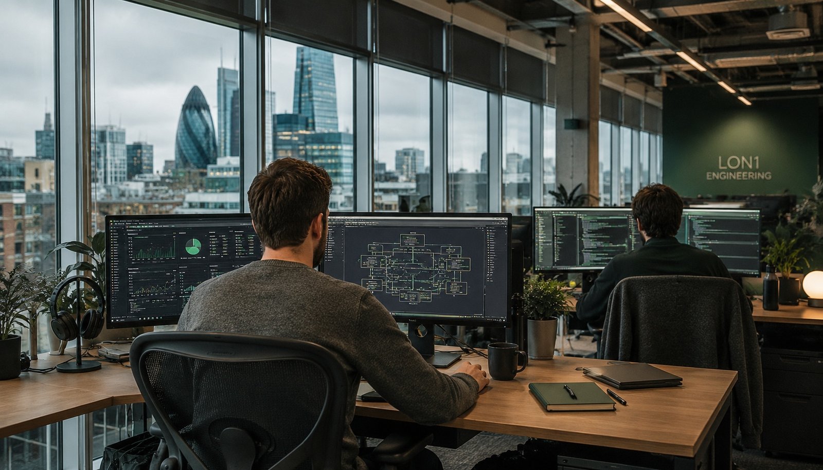 FAMORENOVO team working in modern London office environment